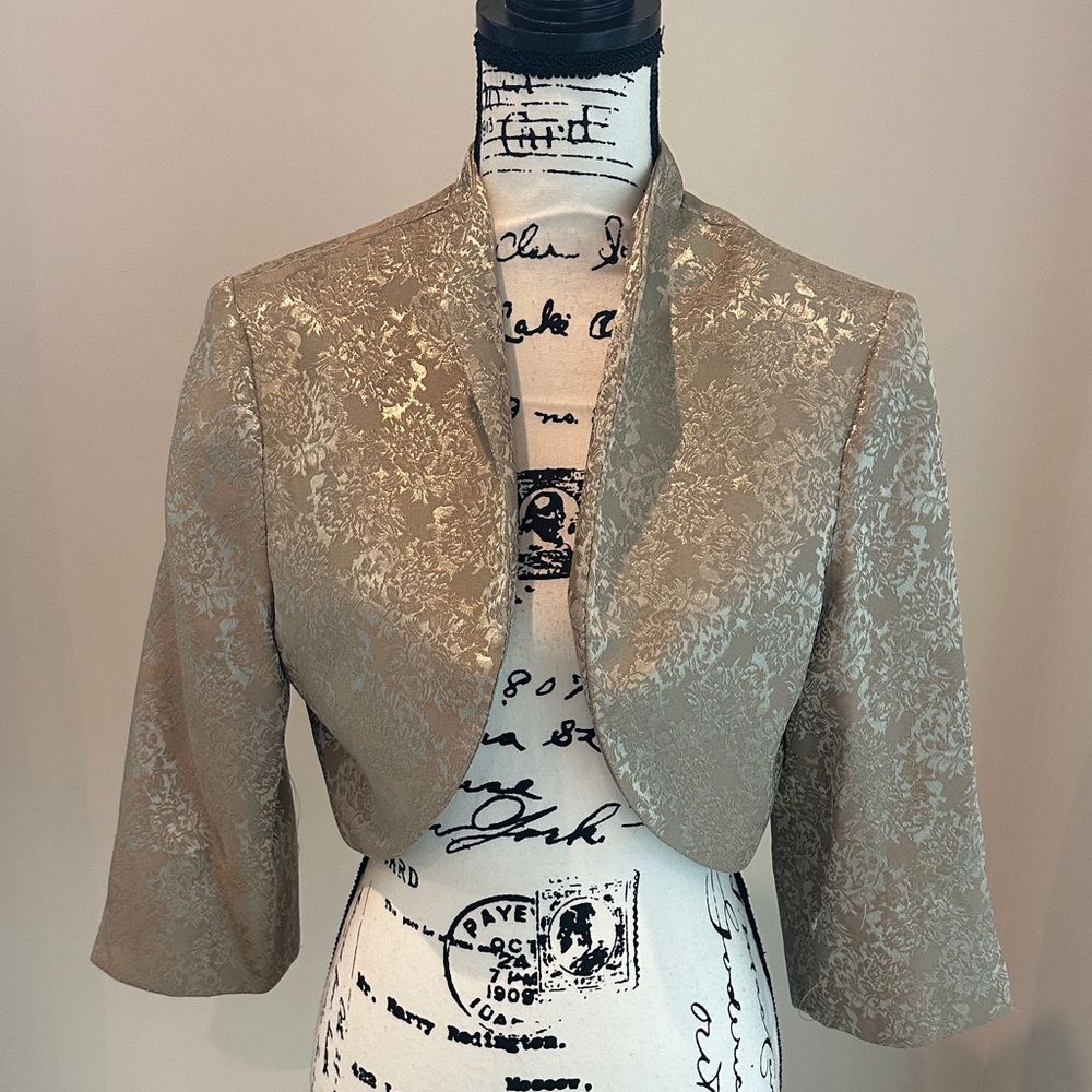 R & M RICHARDS Gold Brocade Women's Jacket 12 JUNIORS/ WOMANS XS